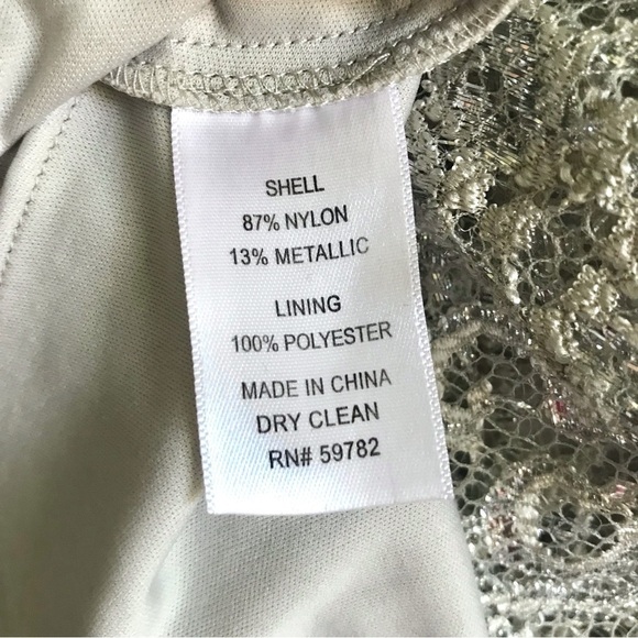 ADRIANNA PAPELL Silver Lace Overlay Fit & Flare Minidress Size 4 PETITE - Picture 15 of 16